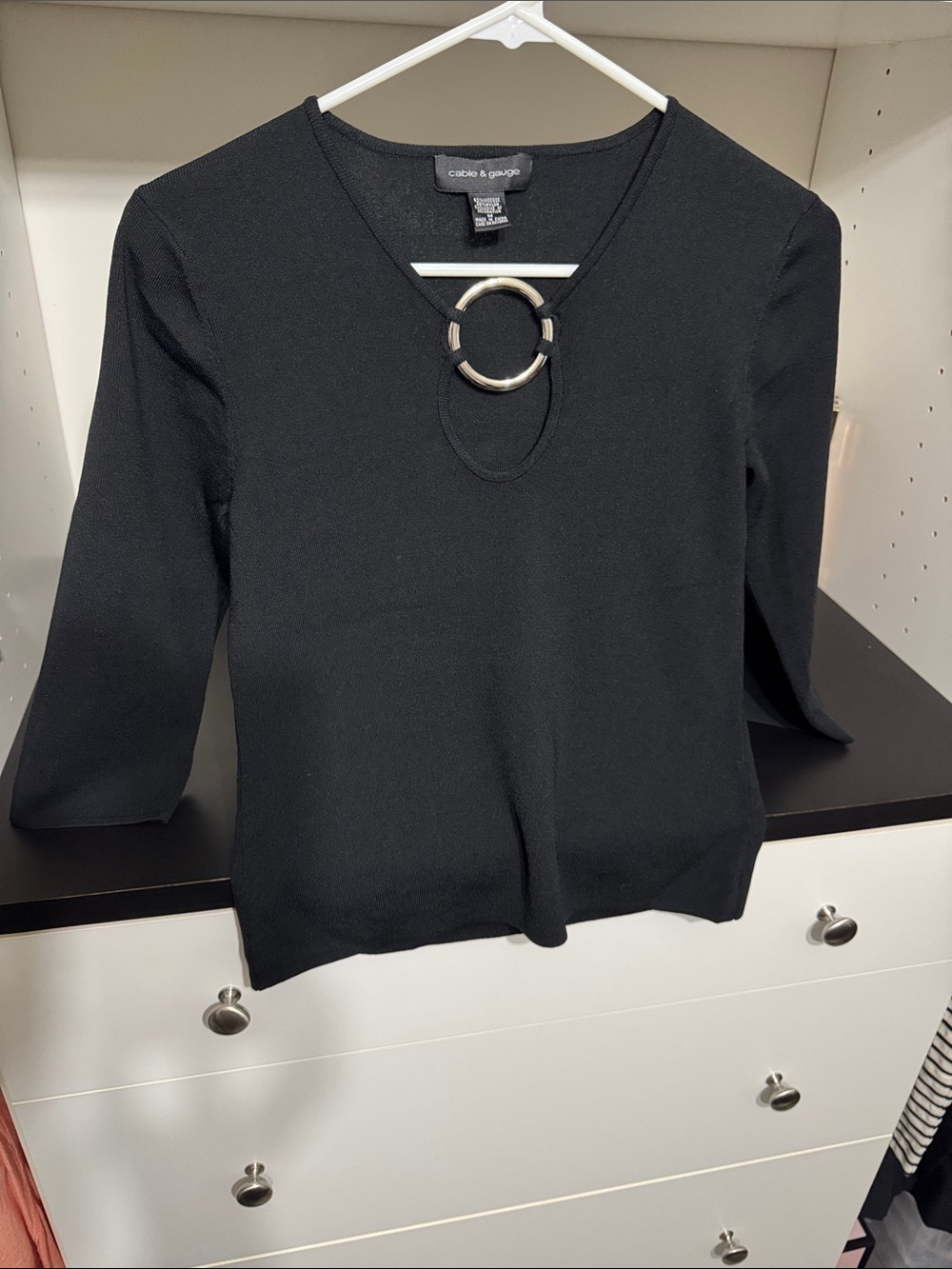 Cable & Gauge Black Top with Metal Ring Detail